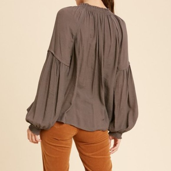 NWT Boho Gauze ruffled blouse with smocked cuffs (bohemian top) - Picture 7 of 8